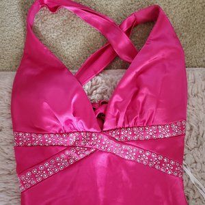 Pink Beaded Marilyn Style Gown Pinup Size M